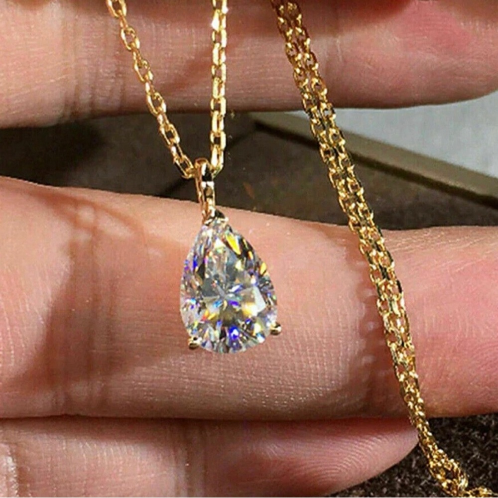Tear Drop Pendant with Gold coloured chain